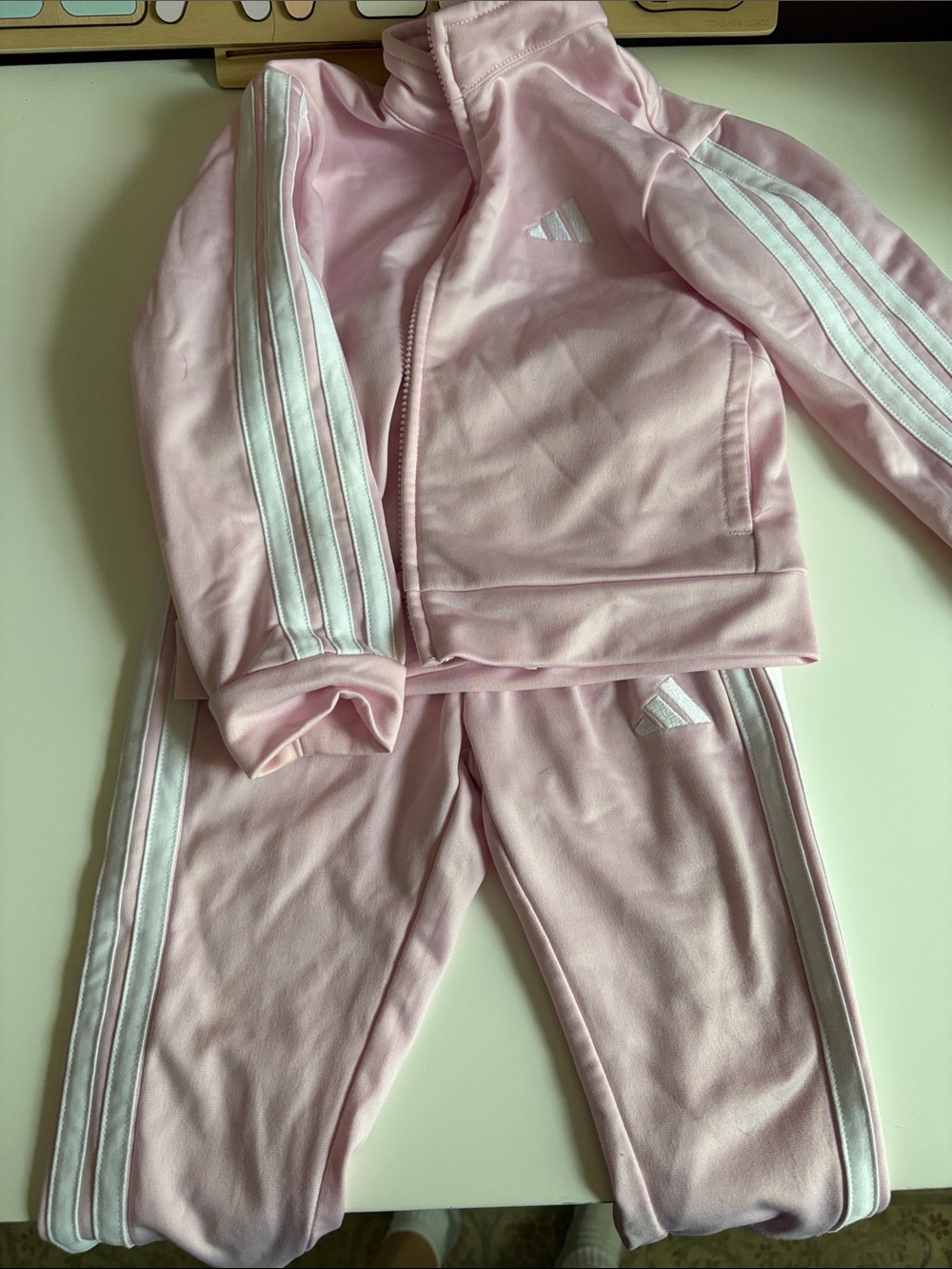 adidas Light Pink Tracksuit with White Three-Stripes